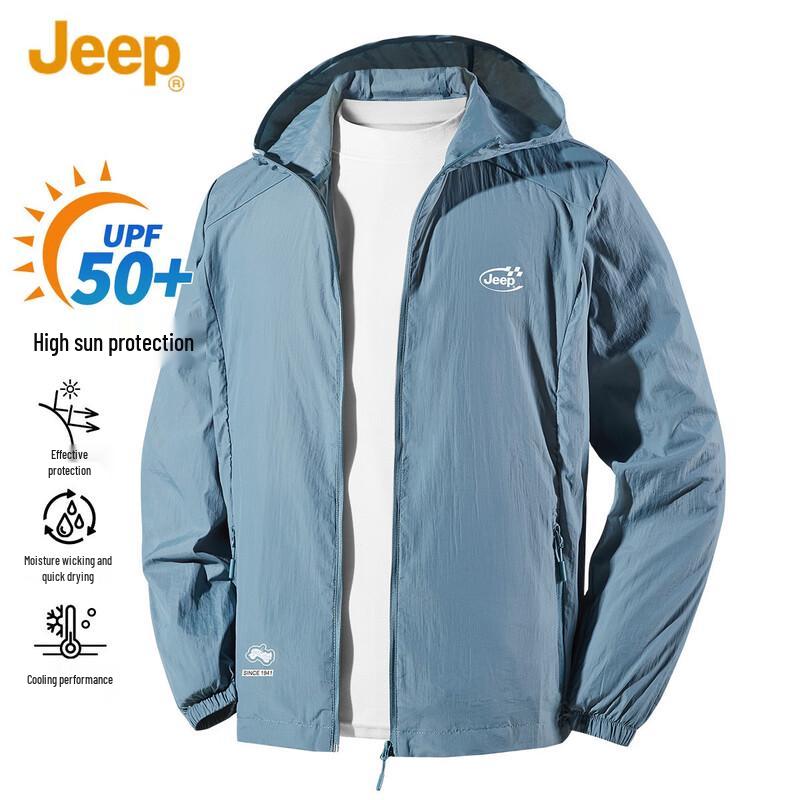 JEEP Men s Summer UV Protection Hooded Outdoor Jacket M
