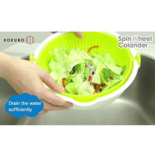Kokubo Industries Co., Ltd. KK-310 Large Spin Wheel Colander, Gray, Approx. 257 x 255 x 138 mm