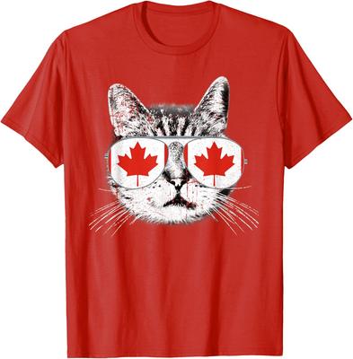 Canada Flag Canadian Cat Sunglasses Funny Cute Lover Unisex T-Shirt