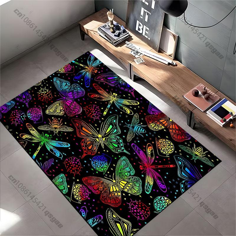 Colorful insects patterned design carpet Yoga living room room decor children's crawling mat doormat area rug games mat