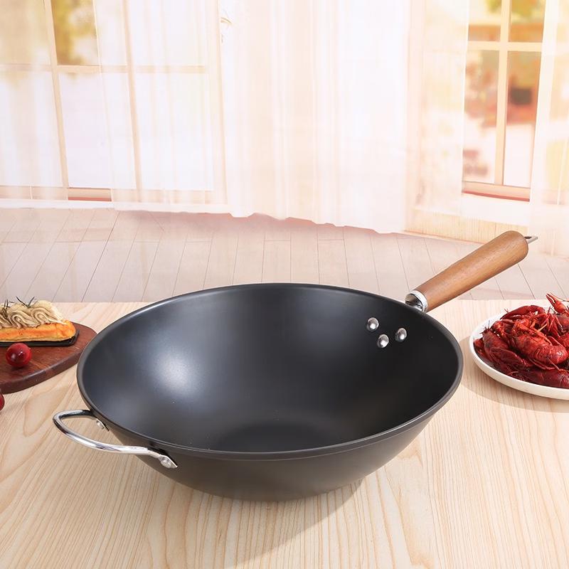 

ZISIZ 32 см чугунный антипригарный вок с деревянной ручкой