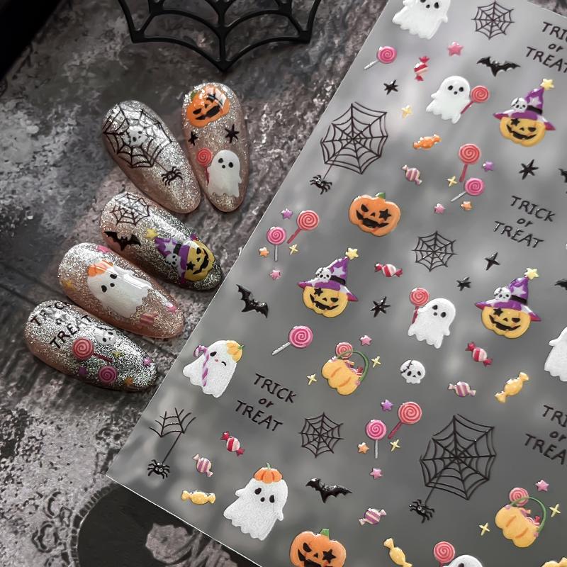 Halloween Gothic Ghost Nail Sticker Dark Style Ghost Witch Pumpkin Spooky Nail Art Decoration Stickers