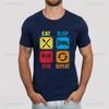 Eat Sleep Gym Repeat Man Graphic T Shirts Gym Workout Exercise Shirt Weightlifting Cotton Shirt Workout Motivation Gym Gift Tops