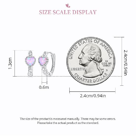 WOSTU 925 Sterling Silver Classical Heart Shape Pink Opal Hoop Earrings Bear Clover Studs Buckles With CZ Wedding Women Jewelry