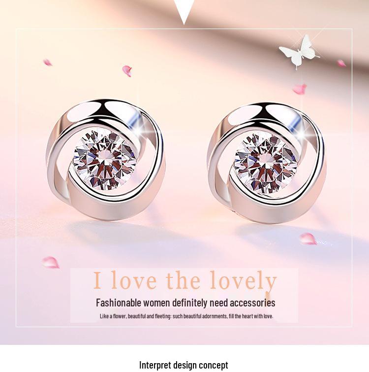 Sterling Silver Rose Love Stud Earrings - Simple & Elegant Design