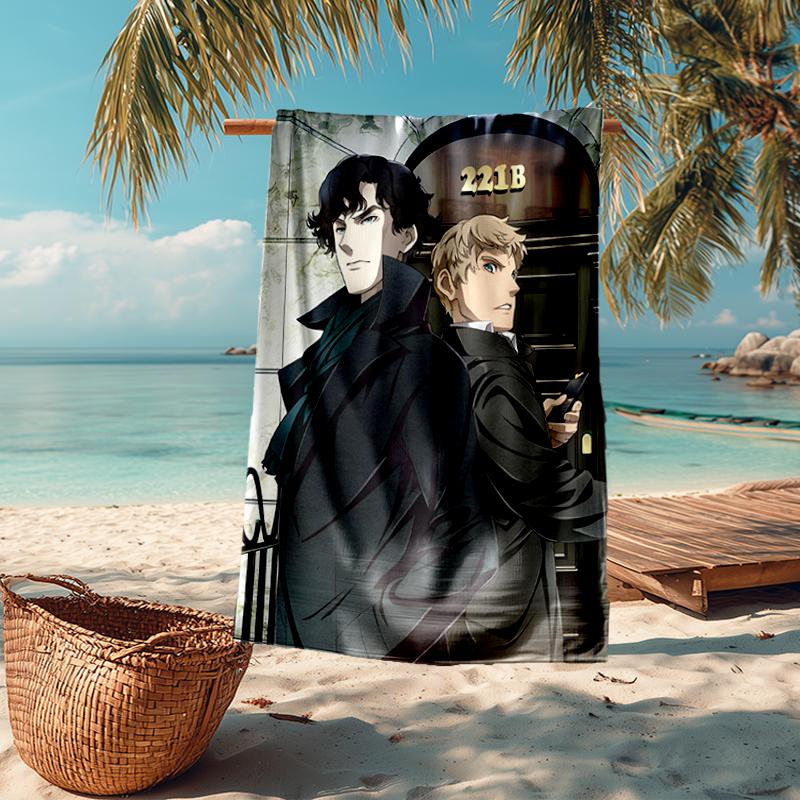 Ultra-Soft Beach Towel with Sherlock Theme,Ideal for Pool - Camping, Diving - Perfect Travel Essential, Vibrant Beach Towel.