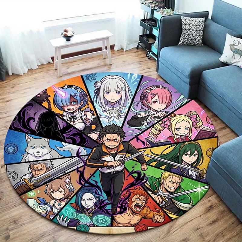 Re Zero Round Area Rug Carpet Rug For Living Room Bedroom Sofa Playroom Decor Nonslip Floor Mat