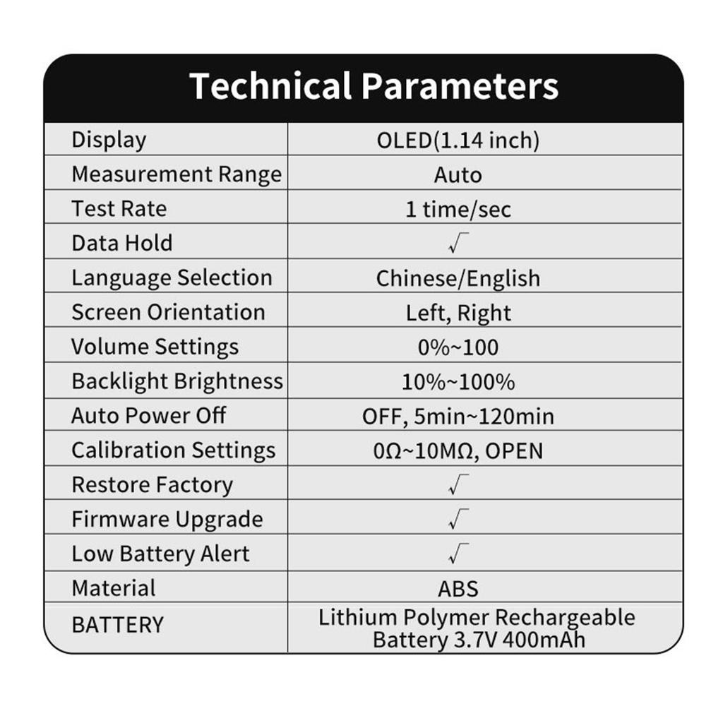 LCR-Messzange 10 kHz Digitalmultimeter-Tester mit OLED-Display für Induktivität, Kapazität, Widerstand, Diode, Schalter