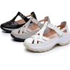 Fashion GKTINOO Women Platform Sandals Genuine Leather Comfy Flats Comfortable Ladies Casual Shoes White Sneakers Hollow Female Sandals