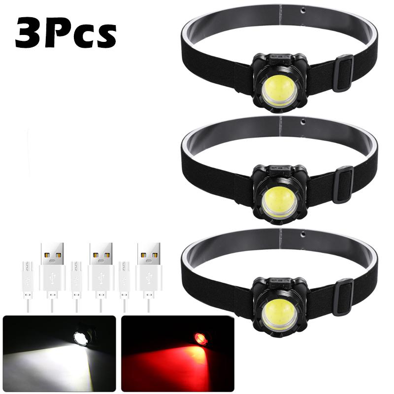 COBLED Headlight Built-in 1200mah Battery USB Rechargeable Outdoor Portable Torch Headlamp Waterproof Fishing Camping Light