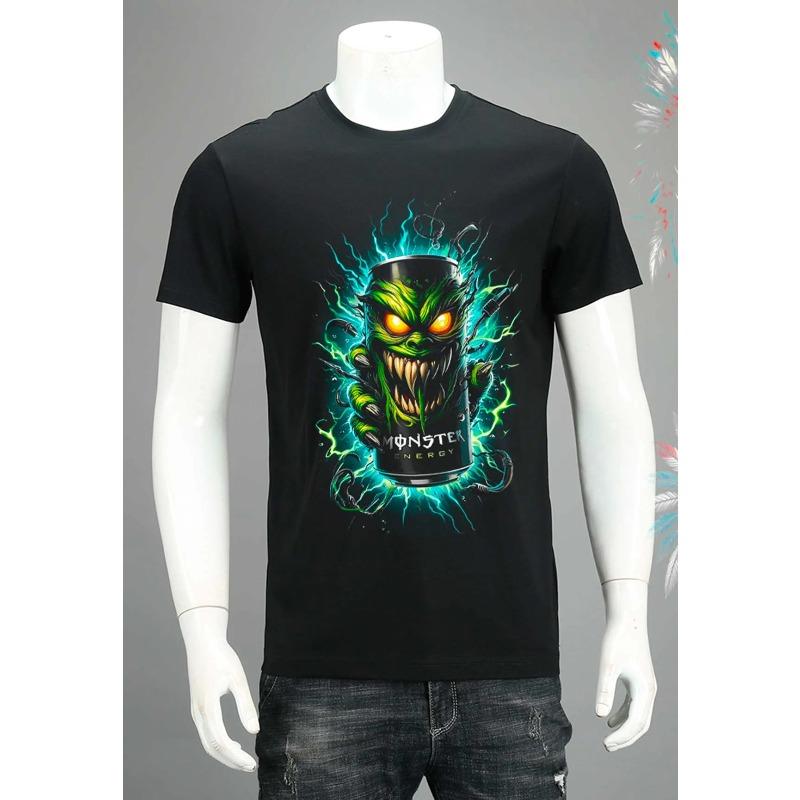 Herren-T-Shirt mit Monster Energy Dosenmuster für Streetwear, Bequem für Motorradrennen, Brandneues Modell 2026