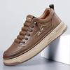 New Fashion Men's Lace Up Casual Board Shoes Brand Classic Brown/Black Comfortable and Breathable Two Layer Cowhide Size 38-44