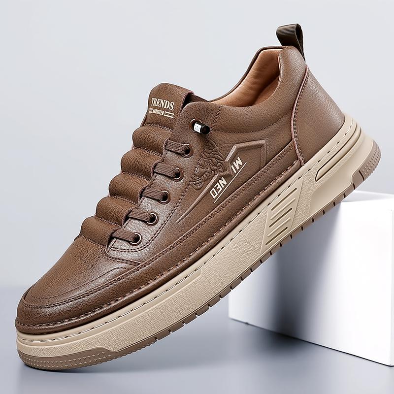 New Fashion Men's Lace Up Casual Board Shoes Brand Classic Brown/Black Comfortable and Breathable Two Layer Cowhide Size 38-44