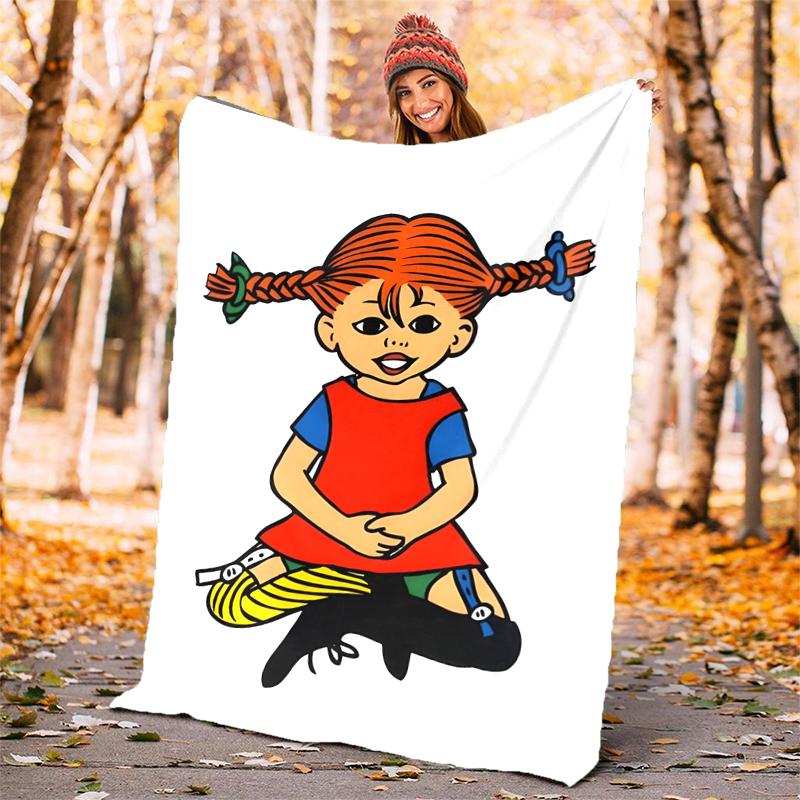 Coperta in Flanella di Pippi Calzelunghe Morbida Calda per Tutte le Stagioni, Design per Campeggio, Viaggio in Auto, Escursionismo Divano, Letto, Ufficio Regalo Perfetto per Feste