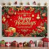 Christmas Happy Holidays Background 150*100cm Polyester Backdrop for Home & Outdoor Holiday Decor Festive Supplies Xmas