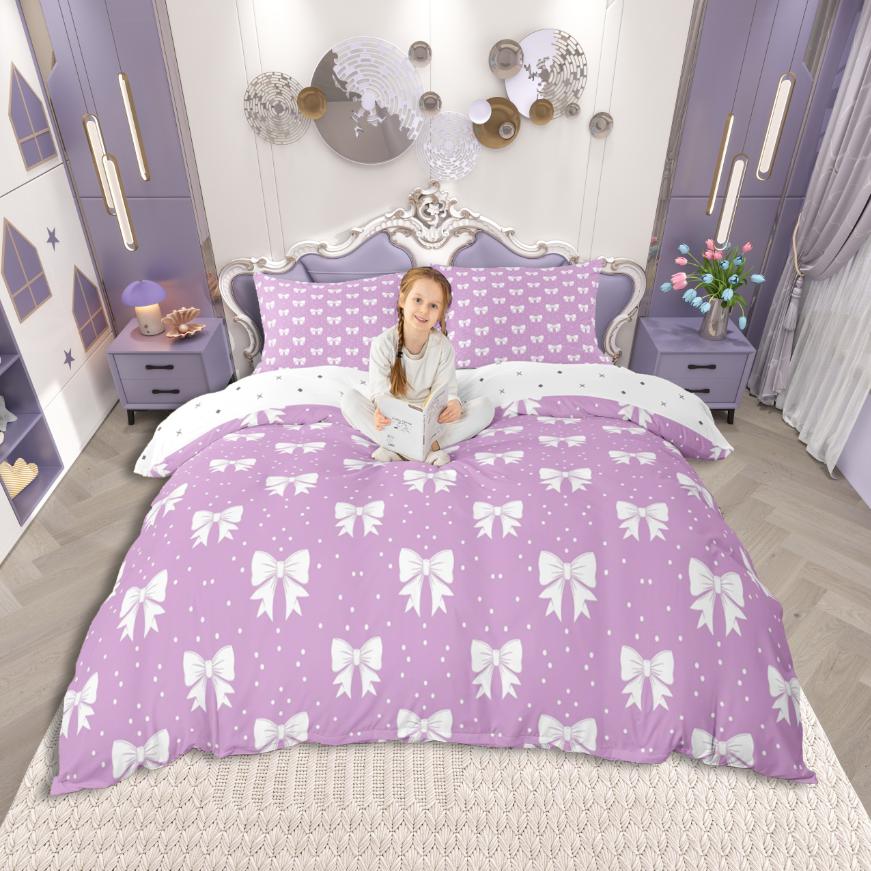 Comforter Homewish Girls Bow Bowtie Bow Knot Ribbon Bedding Setcolorful Glitter Print Bed Set For Princess