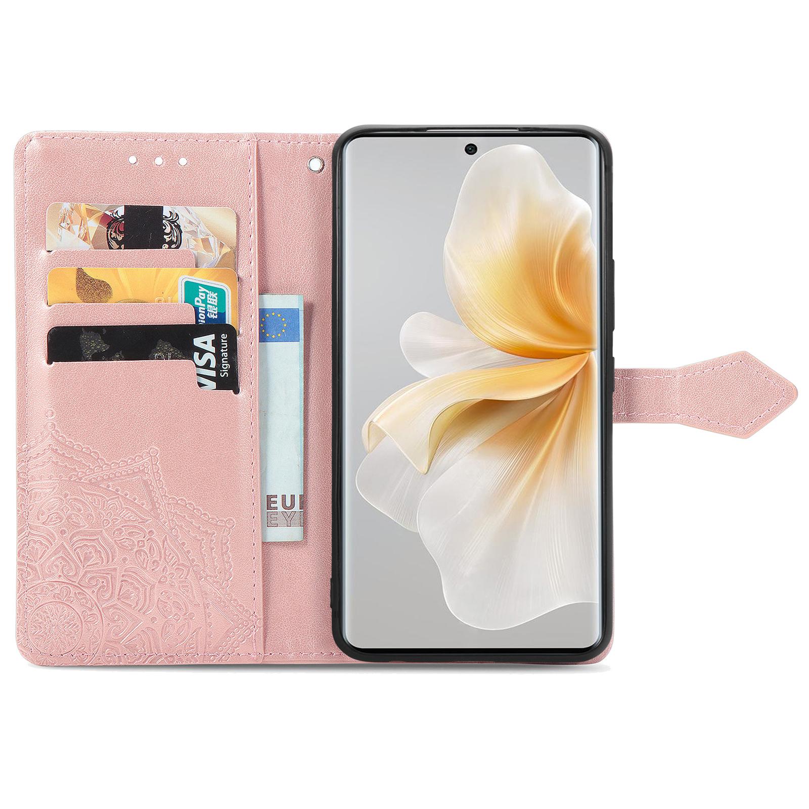 

Для TCL 50 Pro Nxtpaper 5G Wallet Case Mandala Flower Leather Phone Cover Stand View Rose Gold