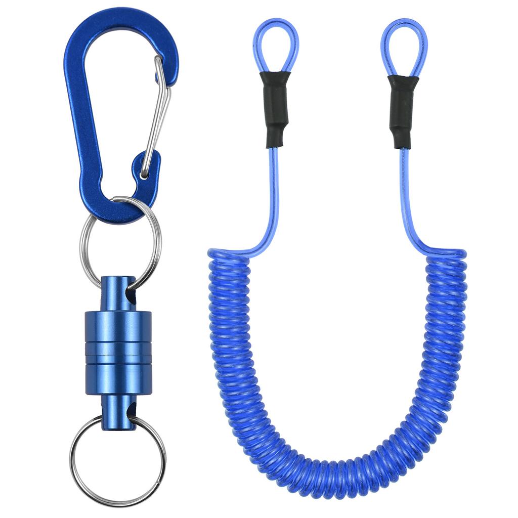 Tool Lanyard Bungee Cords with Carabiner Clips Strong Magnetic Net Release for Fly Fishing with