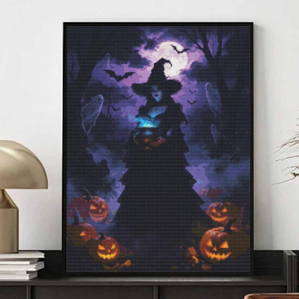 Halloween Diamond Painting Kit Witch Moon Pumpkins Handmade Diy Painting Home Decoration Painting