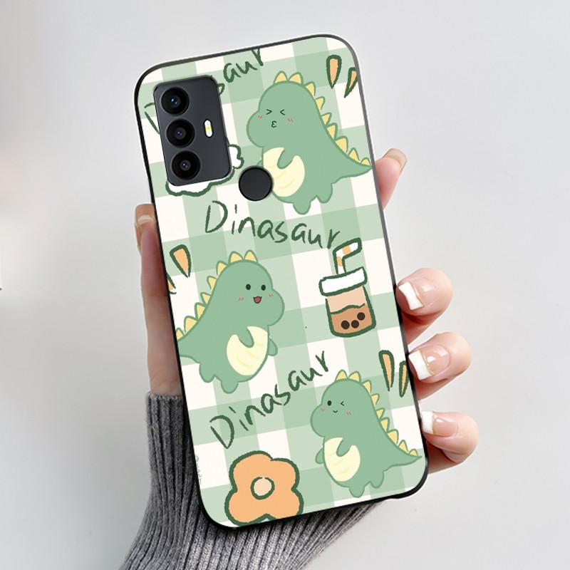 Sött Fodral För TCL 30 SE Skyddande Cover För TCL 30E Funda För TCL 306 305 Tryckt Skal Mjuk Silikon Tecknad Svart Fodral