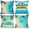 Fresh Tropical Island Style Digital Printing Pillow Cover Short Plush Suitable Living Rooms Bedrooms Sofas Throw Cushion Cover
