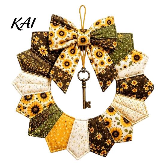 Pastoral Style Home Decoration DIY Patchwork Garland Crafting Kit, Retro Floral Fabric Set with Bells Spring Seasonal Door Ornament And Simulated