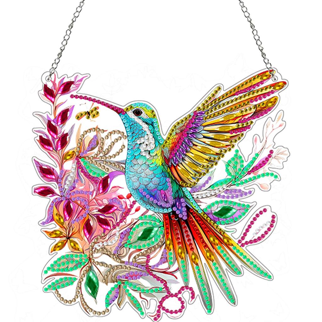 Acrylic Hummingbird Butterfly Dragonfly Diamond Painting Hanging Ornaments Kit Rhinestone Diamond Art Window Pendants for Adults