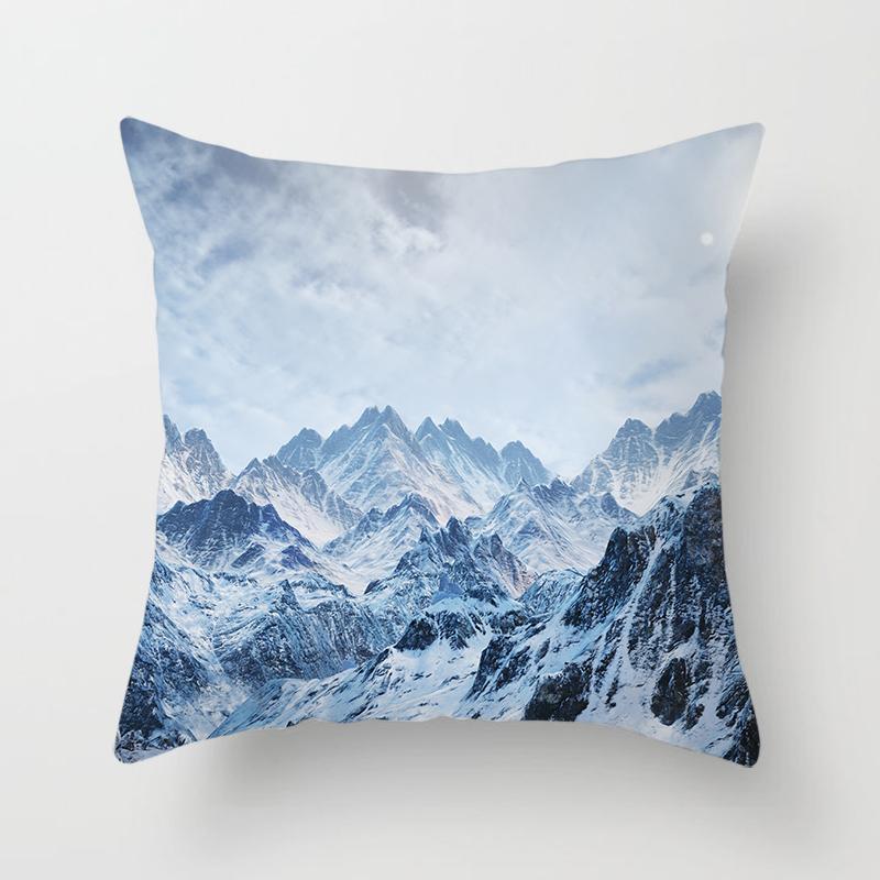 Natural Landscape Printing Pillowcase Sofa Car Decoration Office Seat Cushion Cover Room Bedside Home Decoration 45x45cm