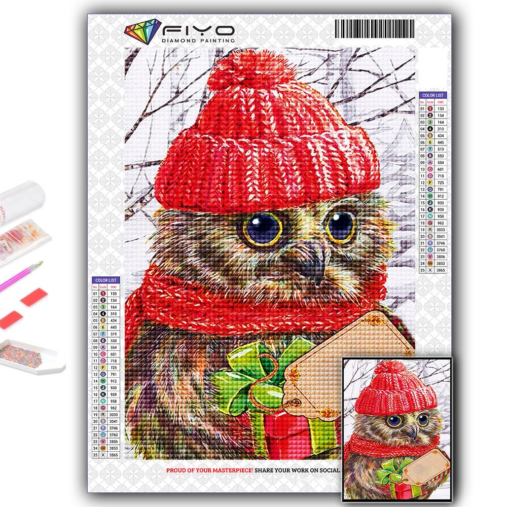 Gör-det-själv 5D Diamantmålning Djuruggla Korsstygnskit Full Drill Broderi Mosaikkonst Bild av Rhinestones Present