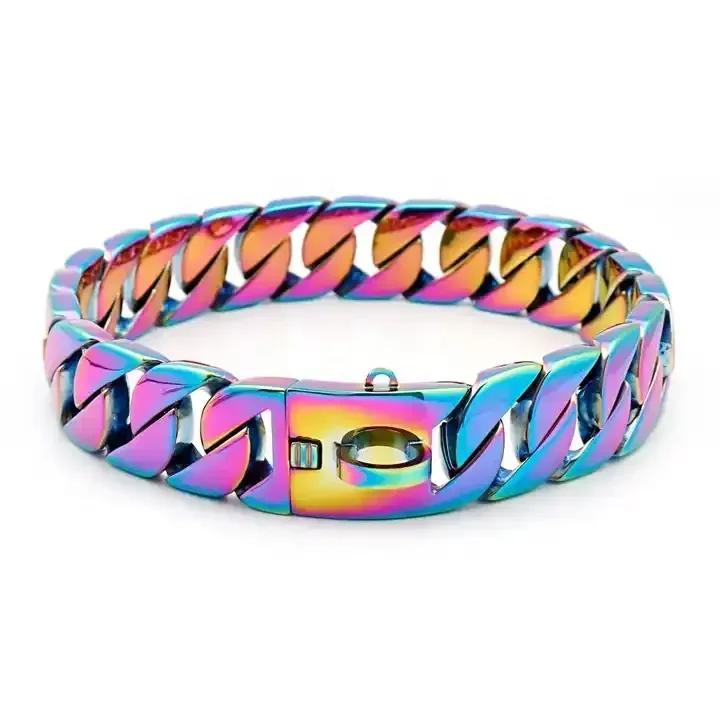 Chunky Heavy Duty Big Stainless Steel Dog Collar, Gold Cuban Link, Dog Collar, 32mm, Pet Accessories