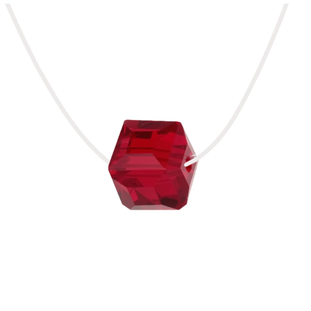 Les Trésors De Lily [R1915] - Collier Argent 'Sissi' rouge (rhodié) - cube cristal 10 mm