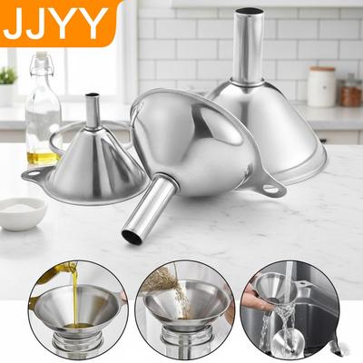 3Pcs Stainless Steel Mini Funnel Set for Oil Wine and Liquid Dispensing Kitchen Tools Home Bar Supplies