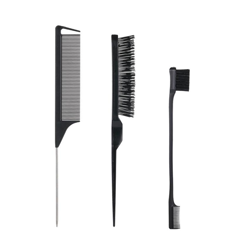 

Hot Selling Hairdressing Comb Set: Pointed Tail Comb, Steel Needle Eyebrow Brush, Edge Baby Hair Comb, and Teasing Comb.
