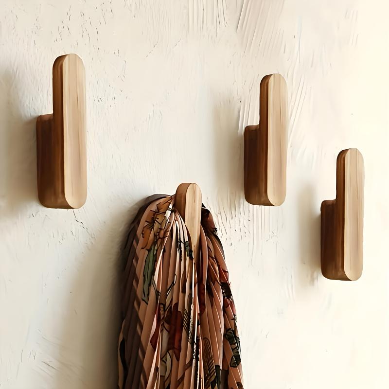 4pc Rustic Wooden Wall Hook for Doorway Bedroom Bathroom Coat and Hat Rack Home Decor Organizer Mother's Day gift