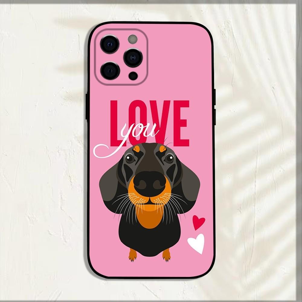 Funny Dachshund Dog Pet Phone Case For iPhone 15,14,13,12,11,Pro,X,XS,Max,XR,Plus,Mini Soft Black Cover