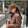 Hong Kong Style Street Retro Classic Solid Color Forward Hat Men and Women Autumn and Winter Corduroy Beret Versatile Show Small Face