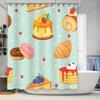 Kitchen Decor Shower Curtain Cute Dessert Bakery Collection with Cake Croissant Donuts Pancakes Design for Home Bathroom Decorat