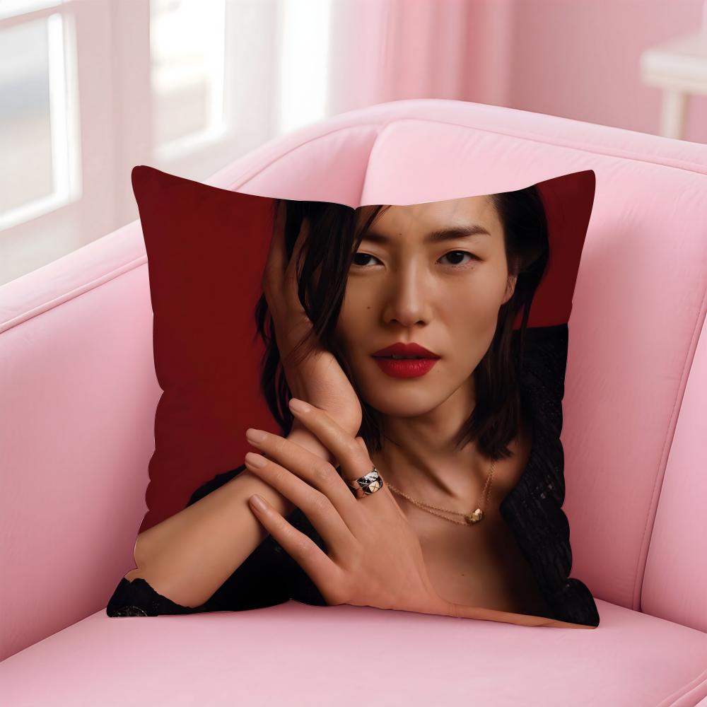 Popular Fashion Chinese Sexy Model LLiu Wen Cushion Cover Pillowcase Short Plush Invisible Zipper Room Sofa Cushion Cover