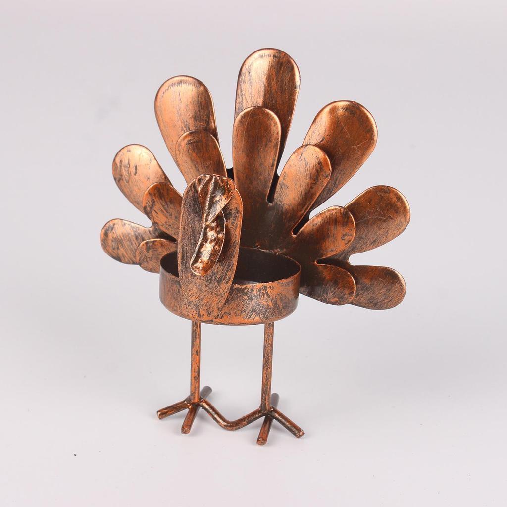 Metal Turkey Tealight Candlestick Thanksgiving Decoration