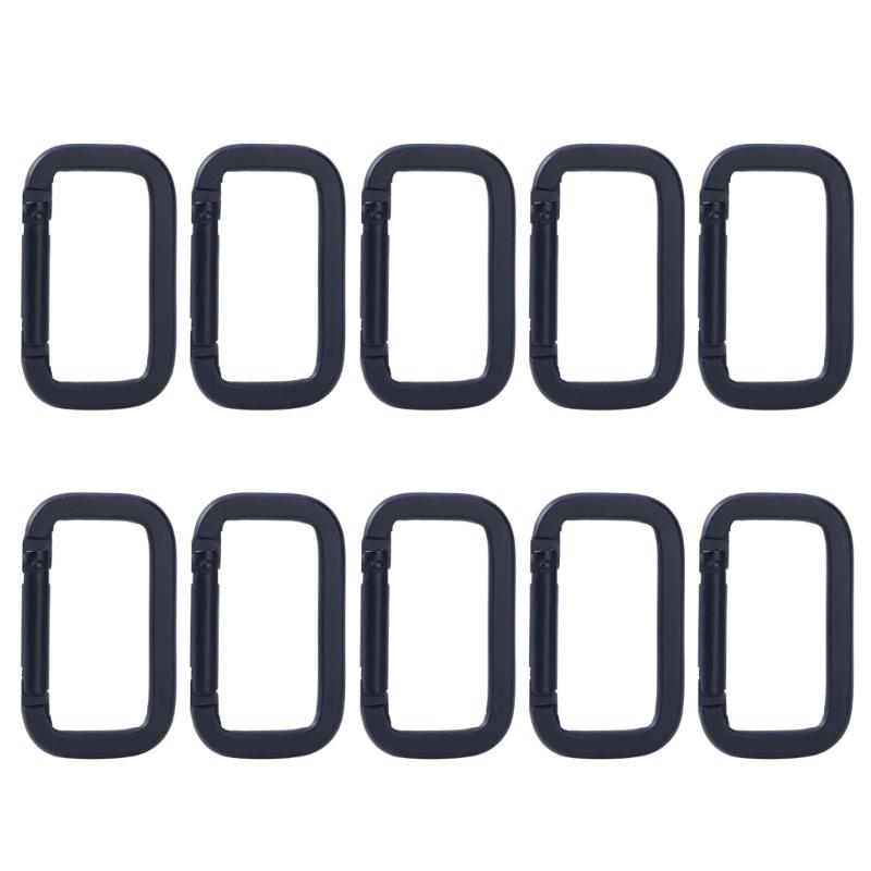 

10Pcs Rectangle Spring Clip Carabiner Hook Aluminum Alloys Snap Spring Carabiner Clip for Camping Hikings Backpacks Belt чорний