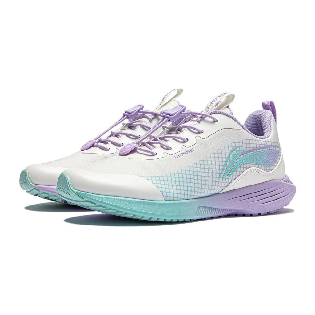 LiNing Youth Sports Trend Durable Lightweight Rebound Low-Top Running Shoes Kids sneaker White Purple YKFS098-6