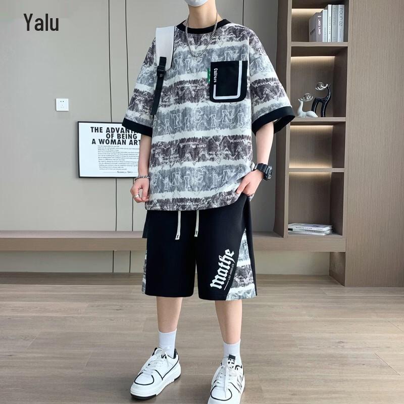 Yalu Men s Summer Short Sleeve & Shorts Set 2XL