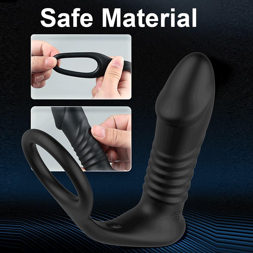 Teleskopiske dildoer Prostata Massasjeapparat Anal Vibrator Forsinkelse Ejakulasjonslås Ring Silikon Anal Butt Plug Hale Sexleketøy for menn Gay
