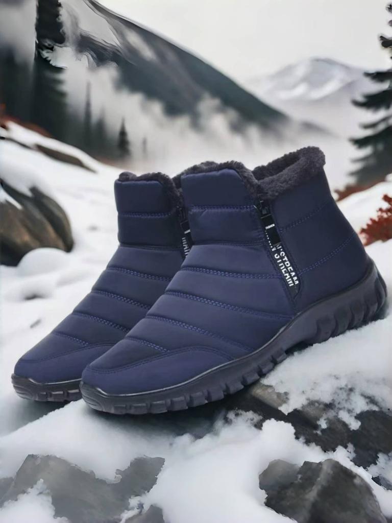 Men's casual sports shoes, fleece and thickened waterproof soft-soled lightweight casual snow boots