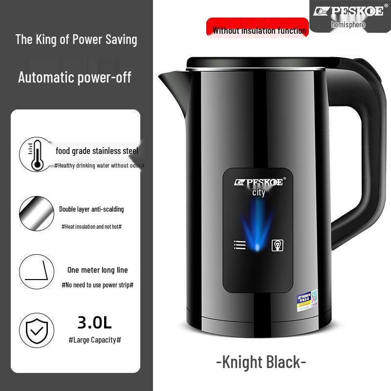 Electric Stainless Steel Insulated Kettle for Home, Dorm, and Hotel Use