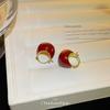Winter Caramel Oil Drop Ear Buckle Women's French Retro Hong Kong Style Earrings Round Fashion Versatile Explosion High-end Earrings