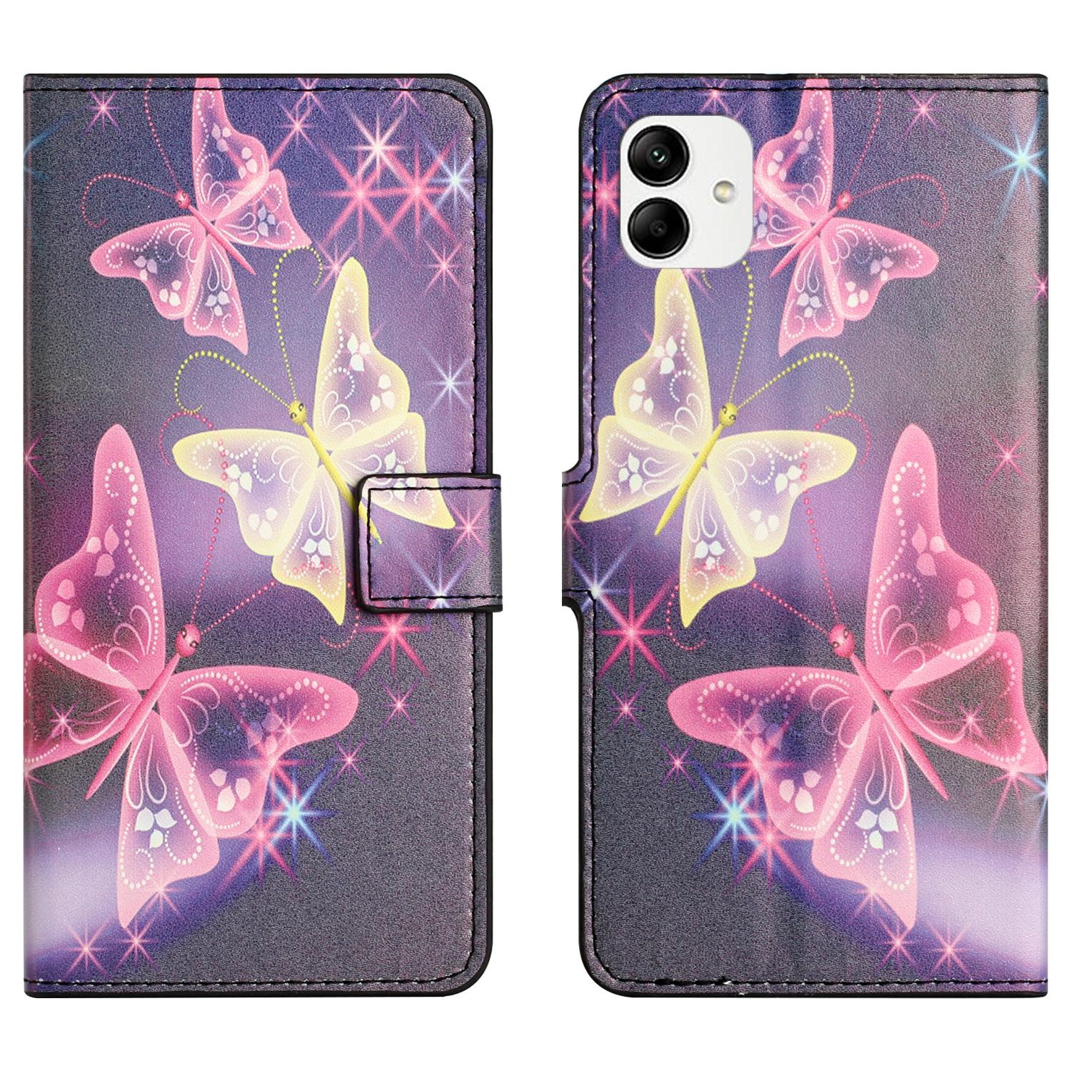

For Samsung Galaxy A05 4G Shockproof Case Pattern Printing PU Leather Wallet Phone Case Sparkle Butterflies