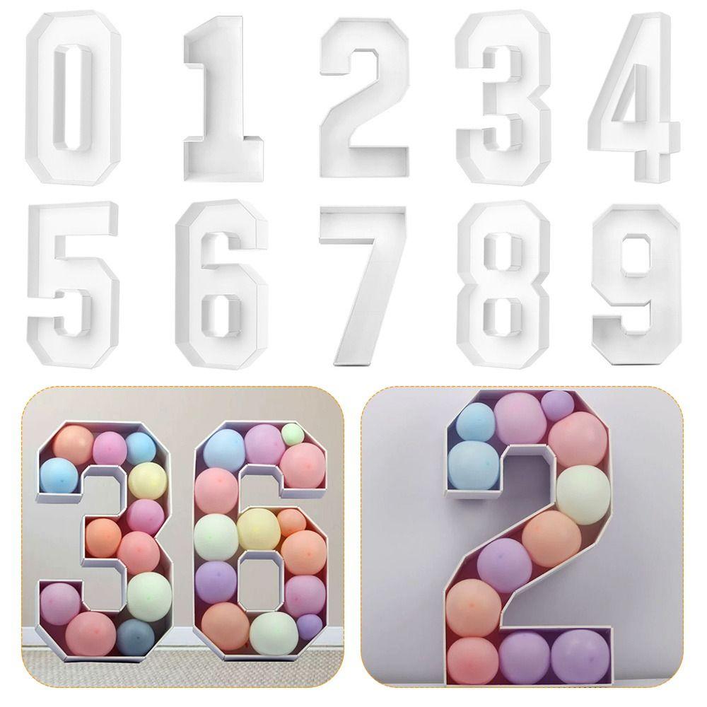 Numbers 0-9 3D Balloon Frame Three-dimensional Digital 91.5CM Balloon Number Box Large Size Balloon Combination