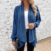 Moda damska Casual Solid Color Print Jesienno-zimowy płaszcz rozpinany z długim rękawem