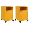 VidaXL Bedside Tables 2 Pcs Mustard Yellow 36x39x59 Cm Steel, Cabinet, Bedroom Furniture, Phone Holder, 846723